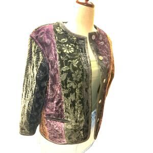 Koos Of Course! Silk Blend Velvet Patchwork Quilted Jacket M Koos Van Den Akker